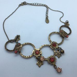 PILGRIM "Within You Is a World of Spring" Crystal Charm Goldtone Necklace